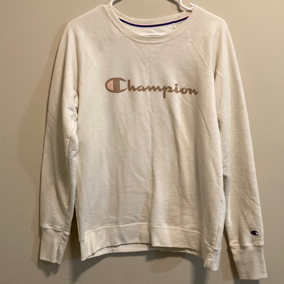 Champion crewneck cream sweatshirt Sz L - Picture 1 of 9